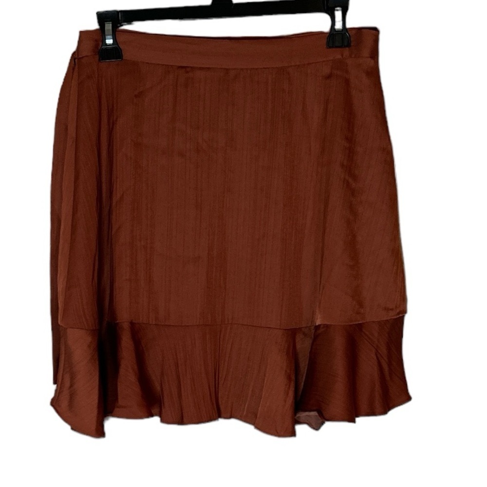 Maeve by Anthropologie NWT chocolate wrap skirt with tie and ruffle size S - Picture 4 of 10